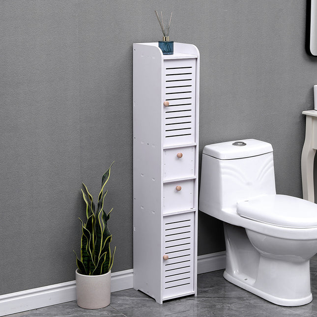 White 118cm H Freestanding Wooden Tall Bathroom Cabinet