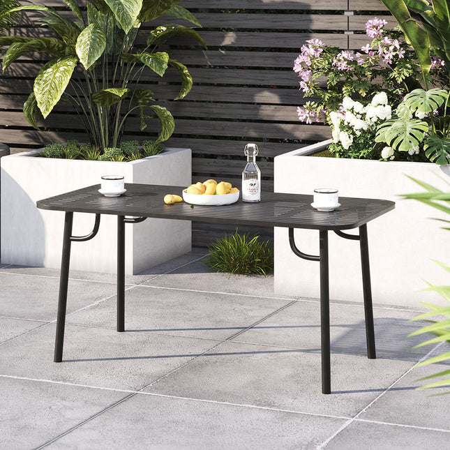 Black Rectangular 160x80cm Outdoor Garden Metal Table