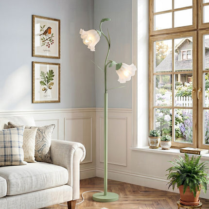 2-Light Flower Floor Lamp with Foot Switch