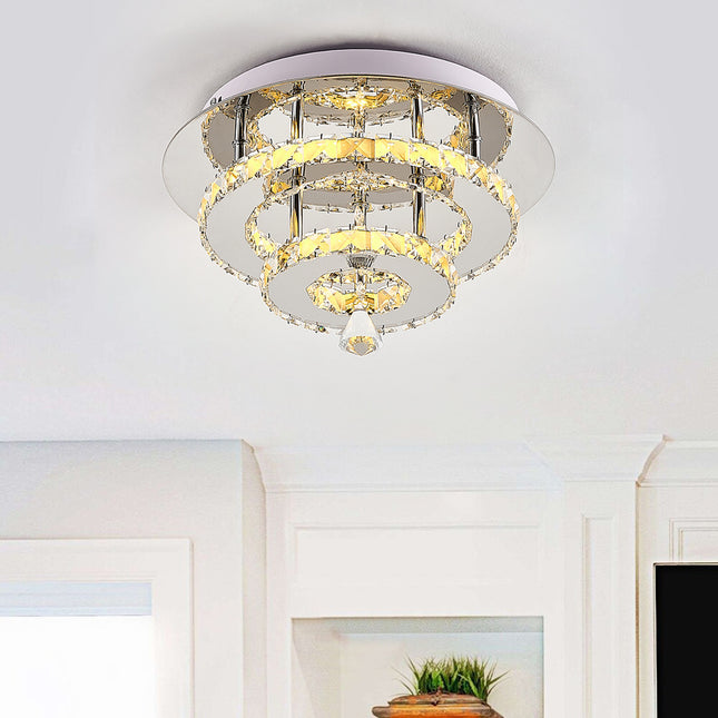 30W LED Ceiling Light Crystal Chandelier Pendant Lamp, Dimmable with Remote