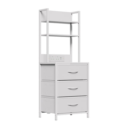 3-Drawer Nightstand with Charging Station & RGB Light Strip