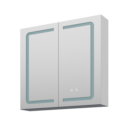 Double-Door Bathroom Mirror Cabinet with LED Lighting
