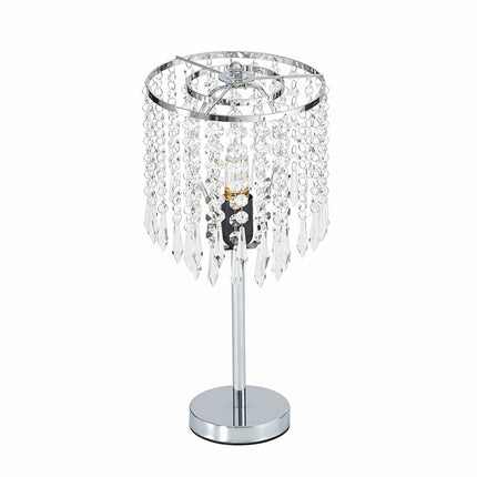 Luxury Table Lamp with Iron Base and a Crystal-Beaded Shade