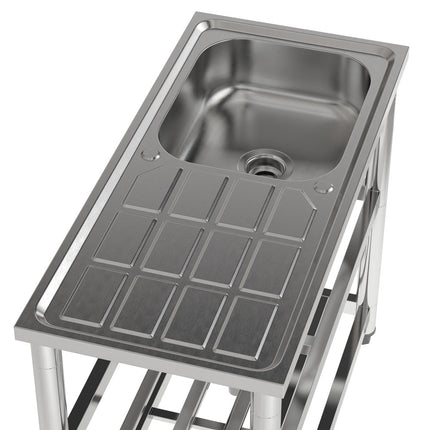 80cm H Stainless Steel Divider Sink with a Shelf and Drainboard