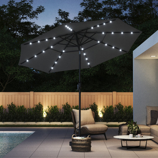 Outdoor 3-Tier Umbrella with Solar Lights without Base