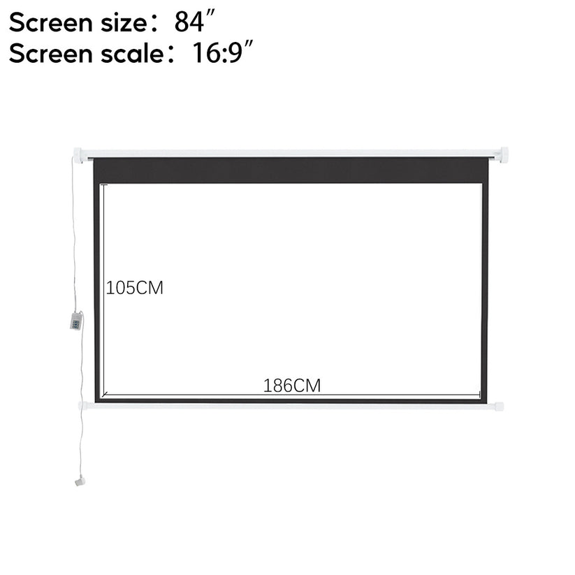 84 inch White 16:9 Electric Motorized Projector Screen with Remote ...