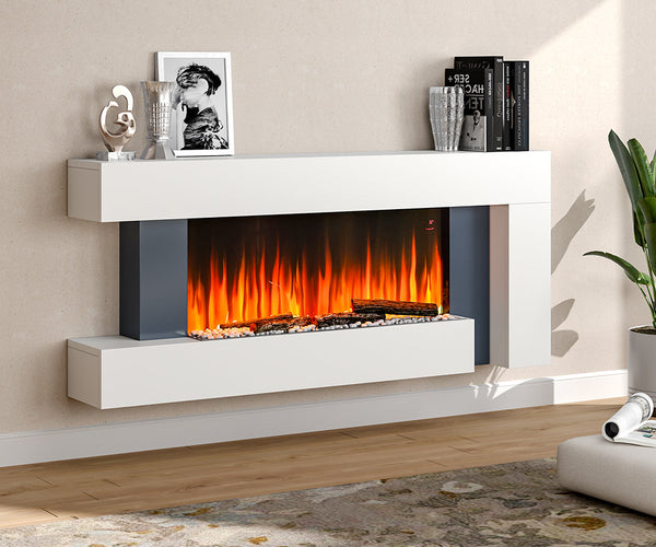 58×132cm Wall mounted Electric Fireplace Adjustable Flame C Shaped Frame