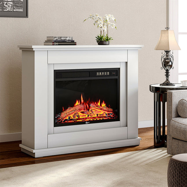 100cm Electric Fireplace with White Wooden Mantel