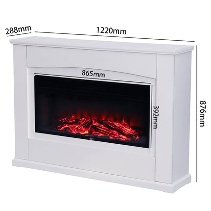 900W/1800W Electric Fireplace with White Wooden Mantel 34 Inch