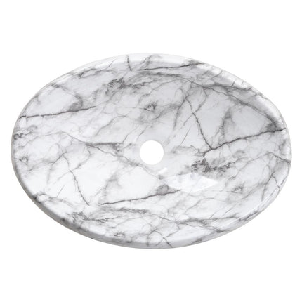 Oval Marble Countertop Basin Ceramic Vessel Sink 48x34cm