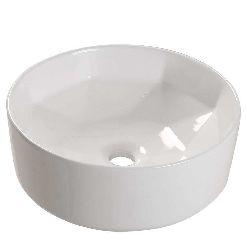 Gloss White Countertop Basin Round Ceramic Sink 405mm