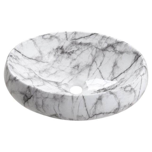 Oval Marble Countertop Basin Ceramic Vessel Sink 48x34cm