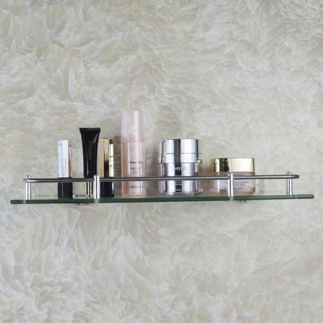 W60cm Bathroom Floating Shelf Tempered Glass Panel 6MM Thick