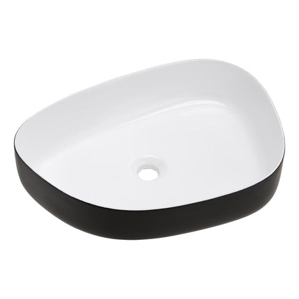 Matte Black & White Oval Above Counter Vessel Sink 55x40cm
