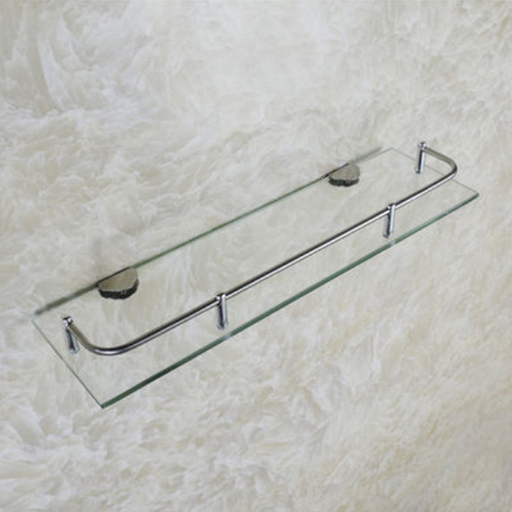 W50cm Bathroom Floating Shelf with Tempered Glass Panel 6MM Thick