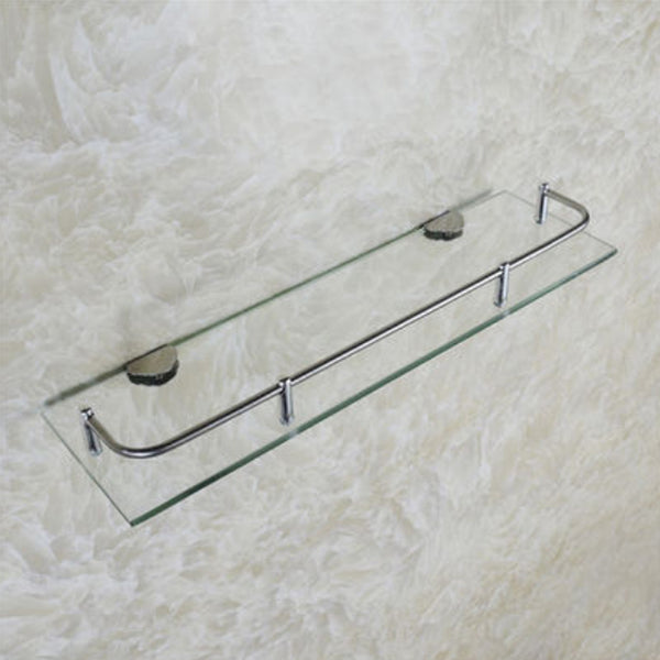 W50cm Bathroom Floating Shelf with Tempered Glass Panel 6MM Thick ...