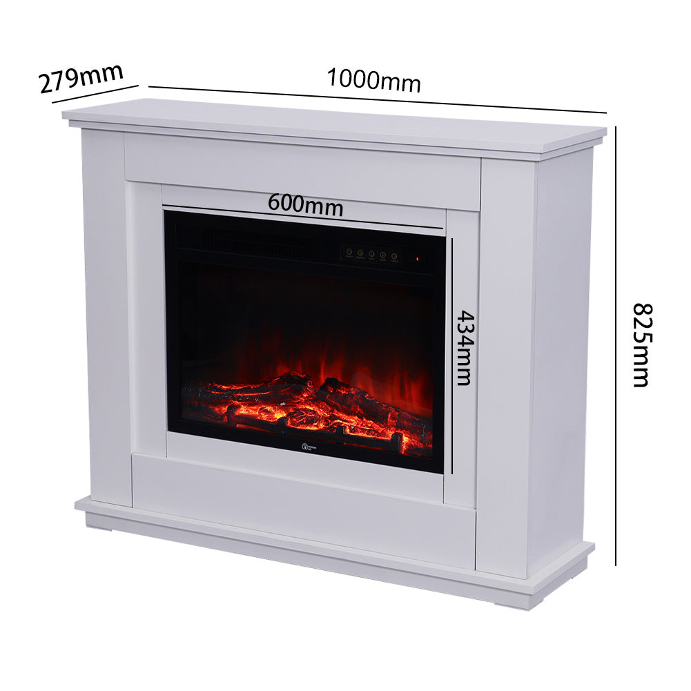 39 Inch Electric Fireplace with White Wooden Mantel