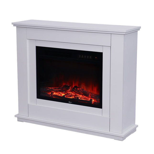 39 Inch Electric Fireplace with White Wooden Mantel