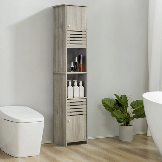 W35 x H174cm Freestanding Slimline Cabinet with 2 Shutter Doors