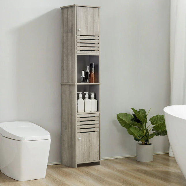 W35 x H174cm Freestanding Slimline Cabinet with 2 Shutter Doors