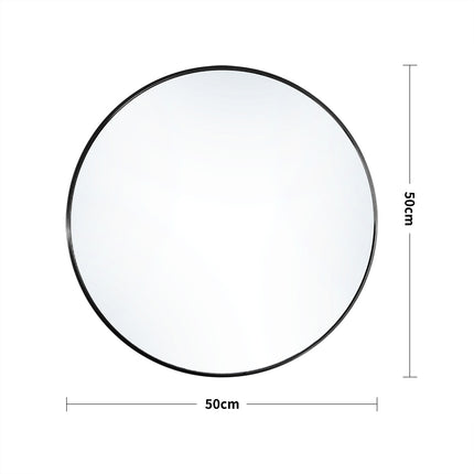 50cm Nordic Round Bathroom Mirror with Black Frame