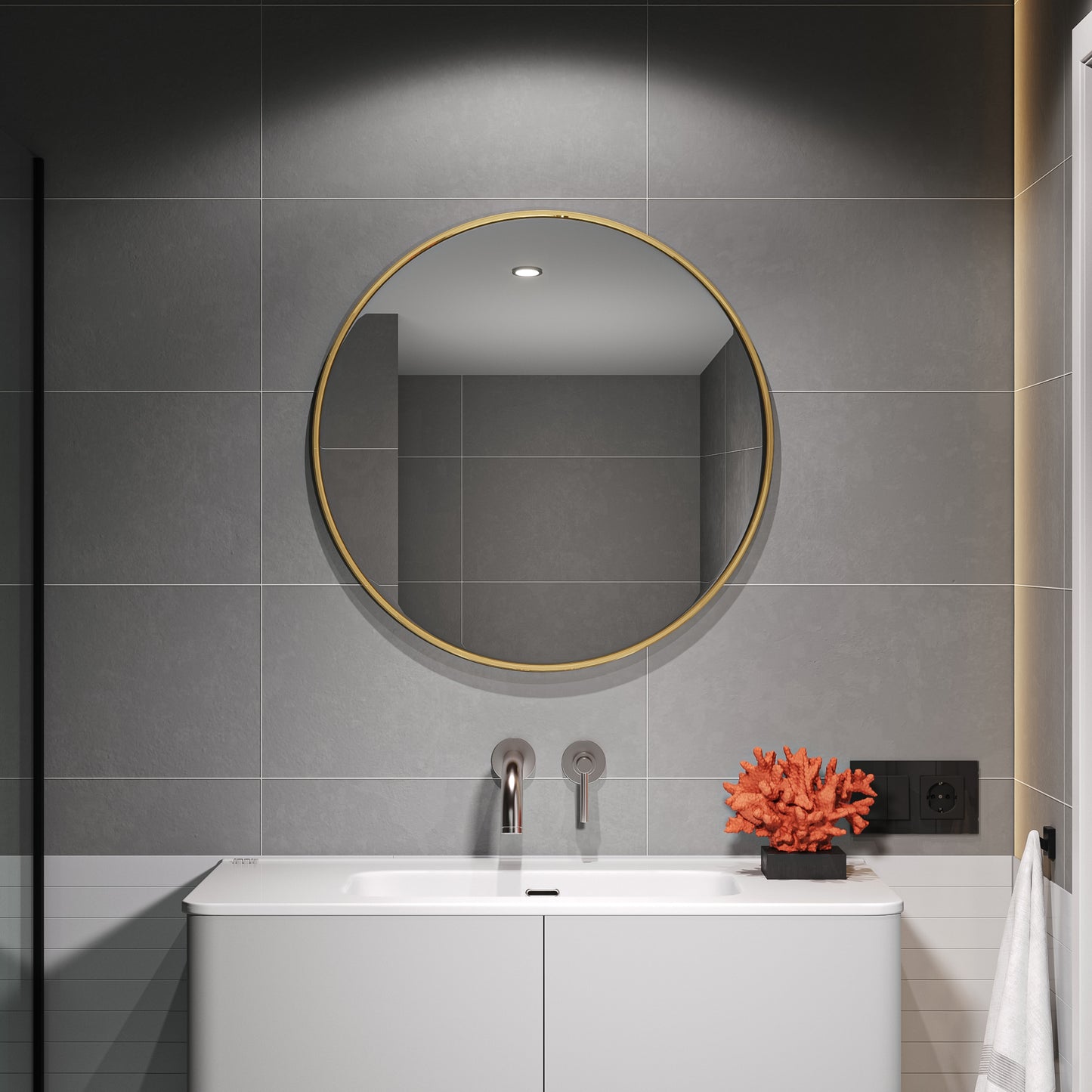 Dia 60cm Round Bathroom Mirror Gold Nordic Mirror