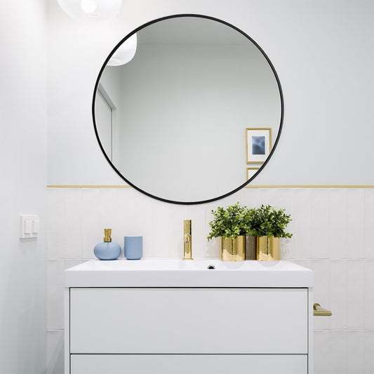 40cm Nordic Round Bathroom Mirror with Black Frame