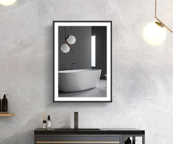 Frame LED Illuminated Mirror Cabinet Touch Sensor 50 x 70cm