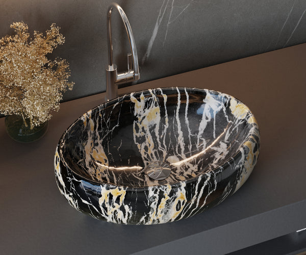 Oval Countertop Basin Marble 48 x 34cm