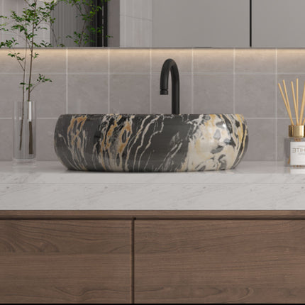 Bathroom Oval Countertop Basin Marble 48x34cm