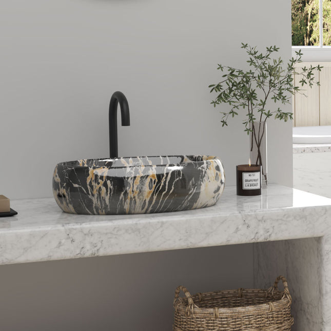 Bathroom Oval Countertop Basin Marble 48x34cm