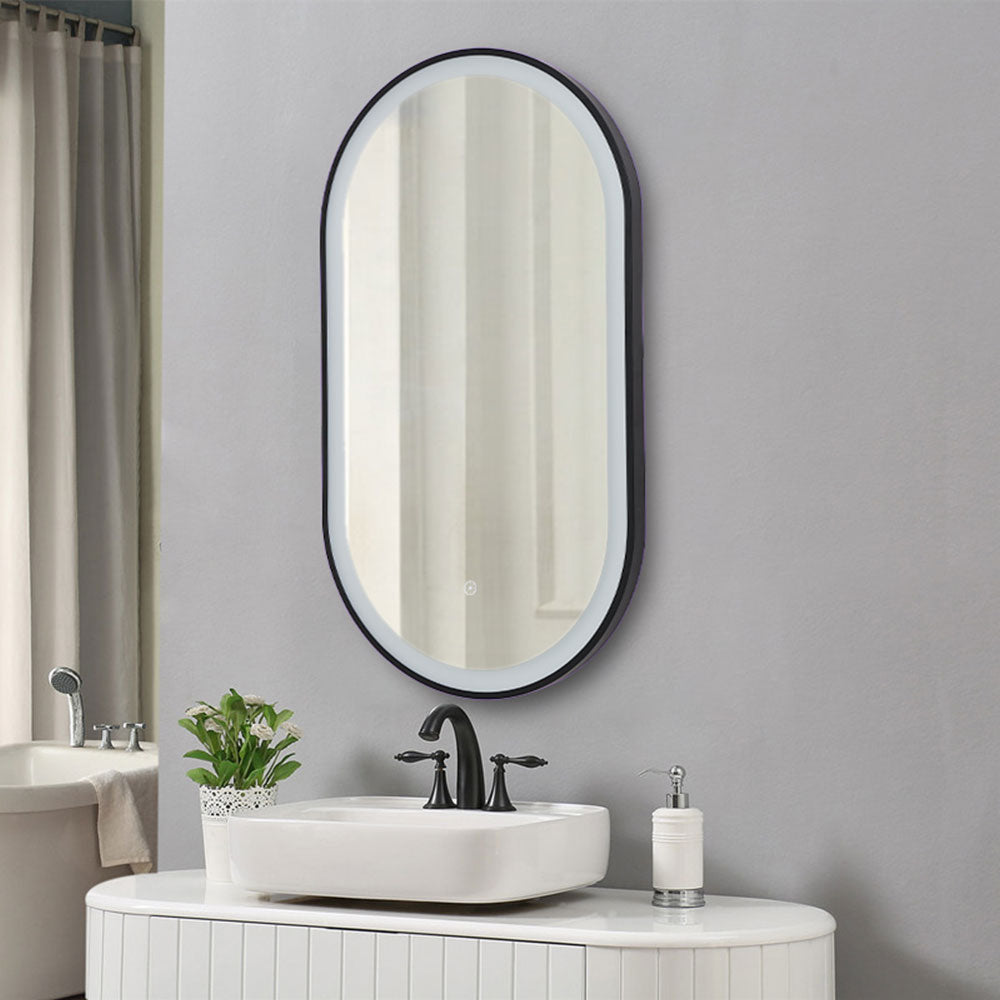 bathroom mirror with led lights and demister 900 x 500mm