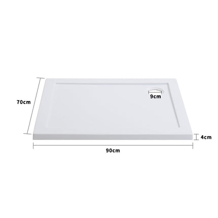 Rectangular Acrylic Shower Tray with Drain White