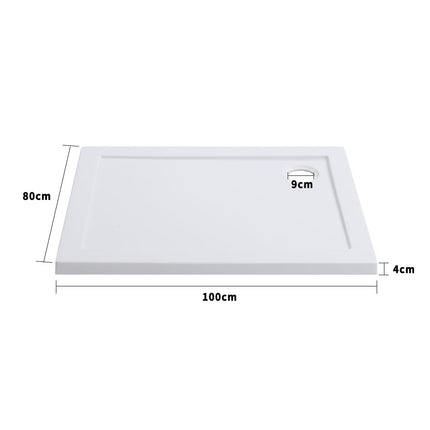 Rectangular Acrylic Shower Tray with Drain Whiteâ€?