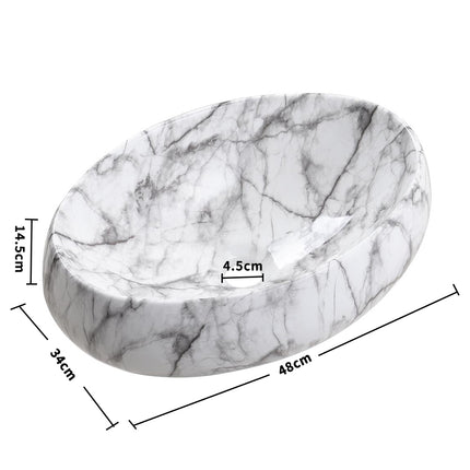 Oval Marble Countertop Basin Ceramic Vessel Sink 48x34cm
