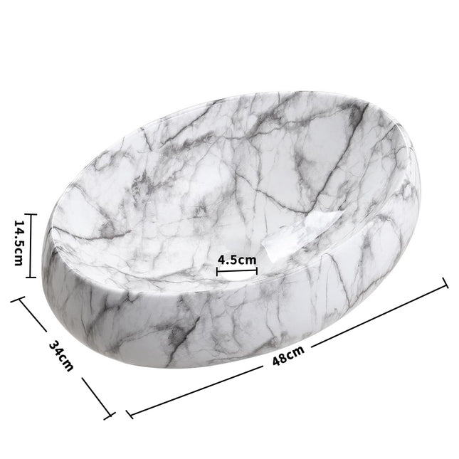 Oval Marble Countertop Basin Ceramic Vessel Sink 48x34cm