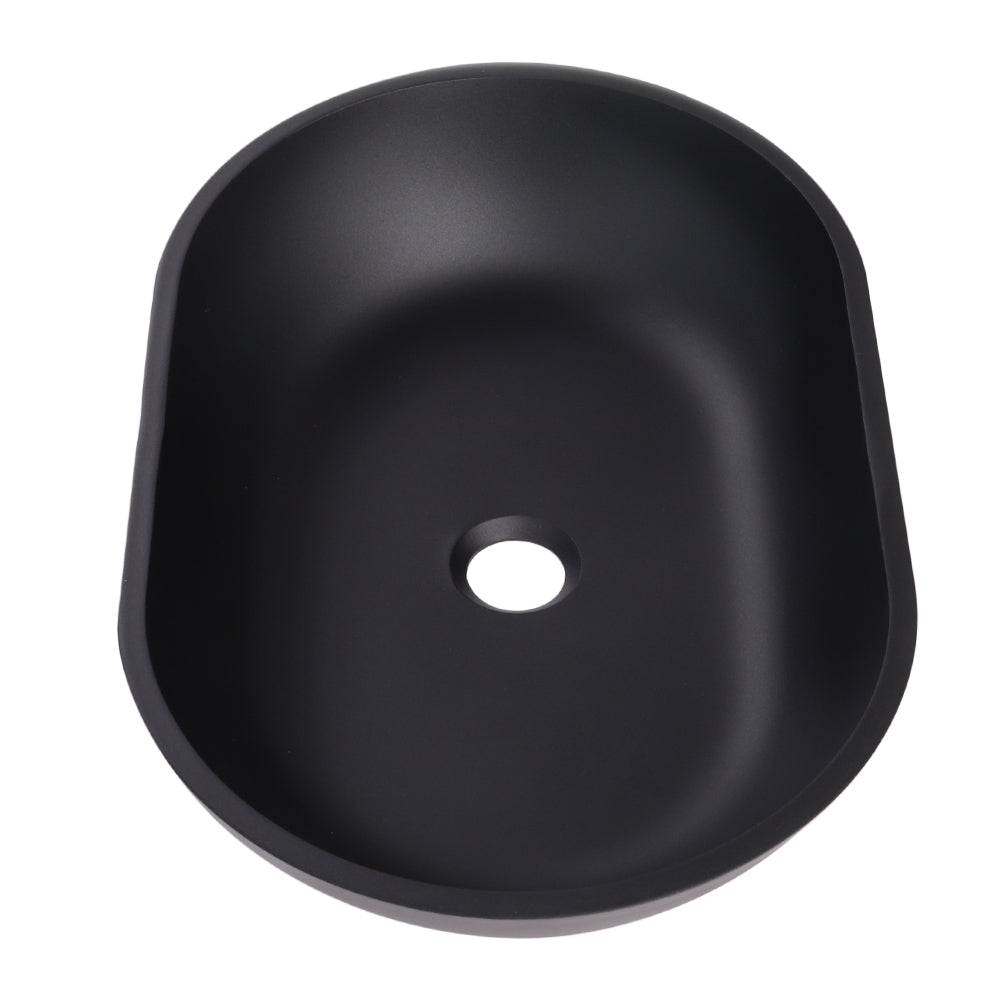 Oval Ceramic Countertop Basin Matte Black 57 x 36cm