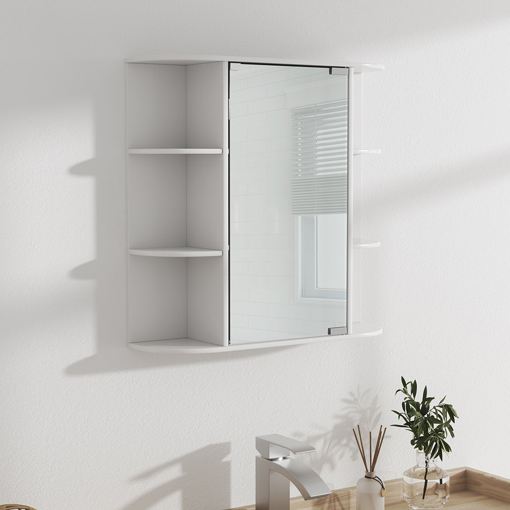 Mirror Medicine Cabinet with 6 Open Shelves