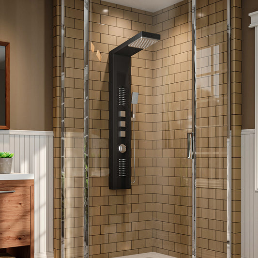 Black Stainless Steel Exposed Shower Tower Panel
