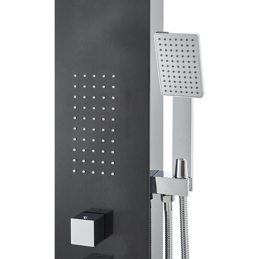 4 in 1 Thermostatic Tower Shower Panel Black