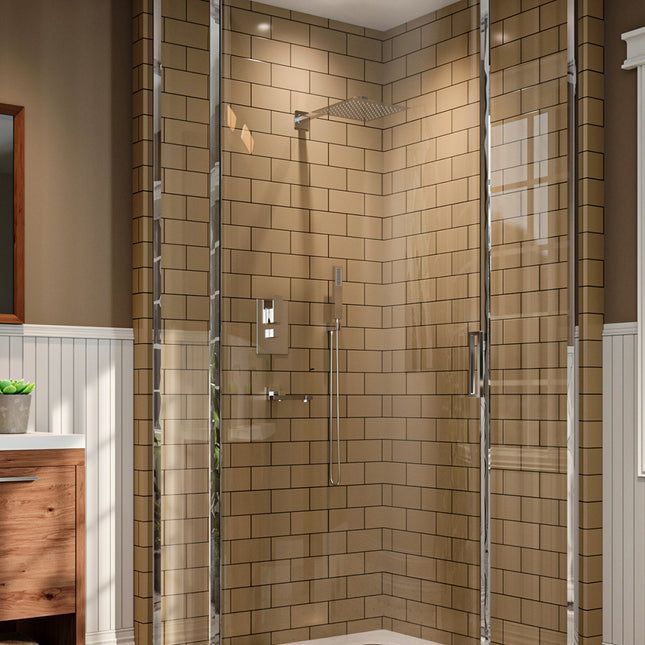 Chrome Square 3-Way Concealed Shower Mixer Set