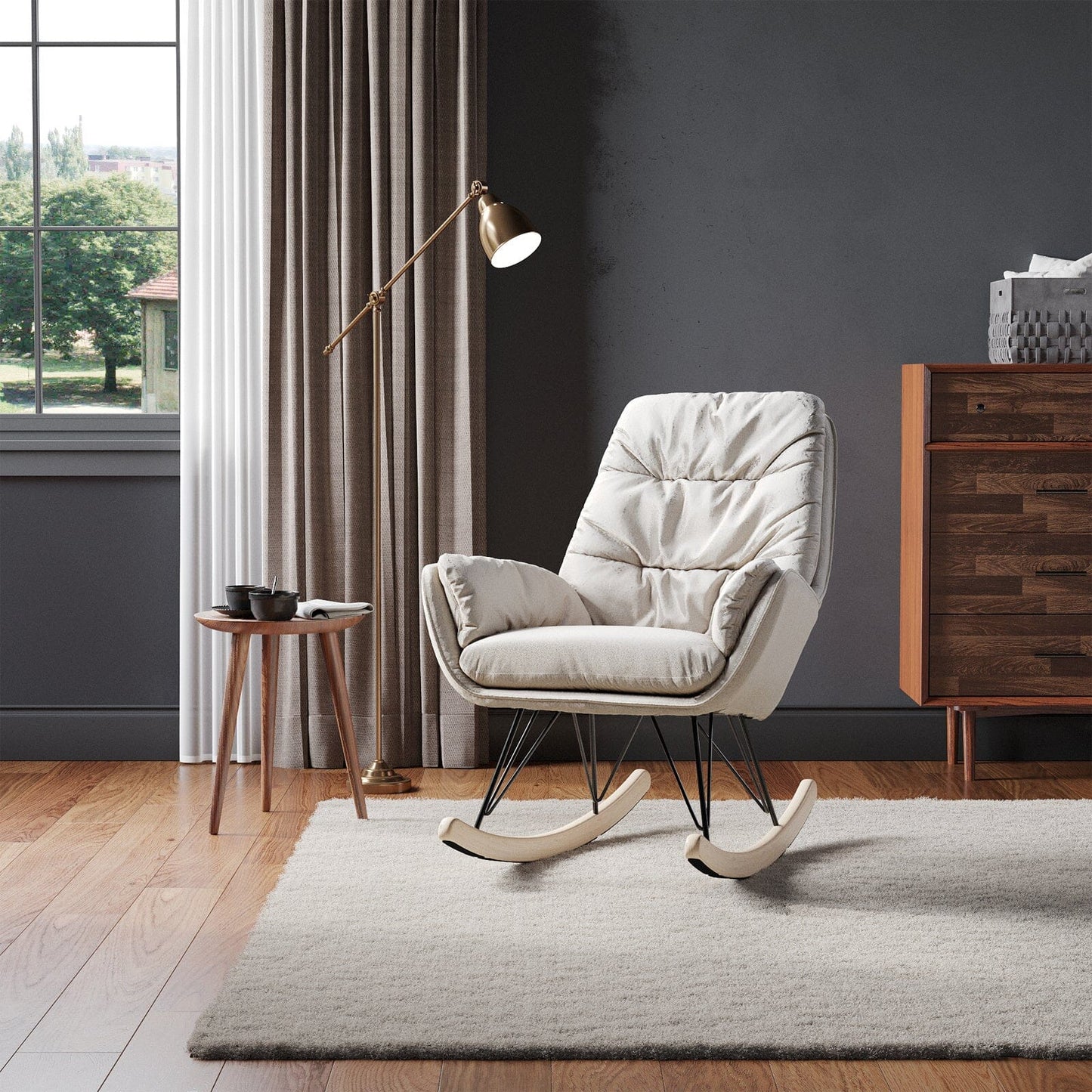Modern Rocking Chair with Leather and Velvet Rocking Chairs Living and Home 