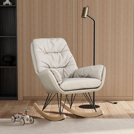 Modern Rocking Chair with Leather and Velvet