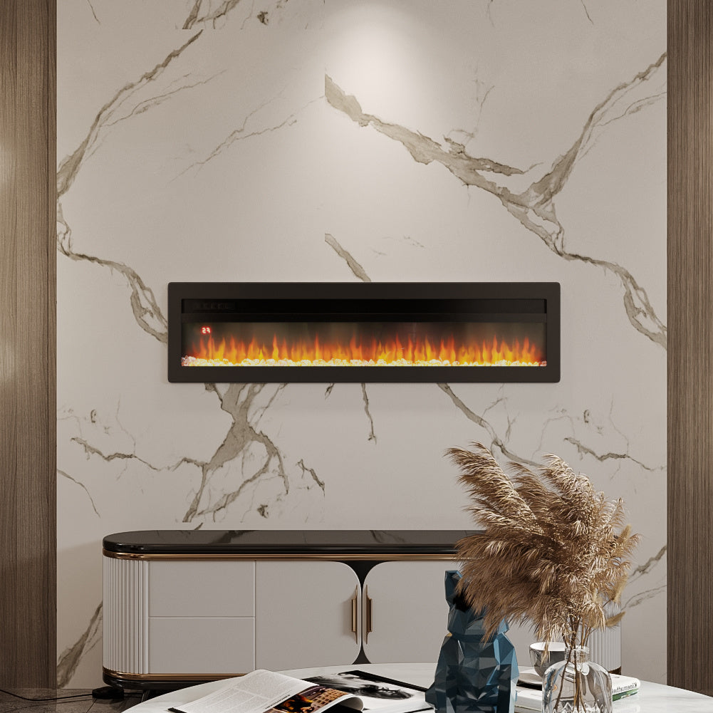 50 Inch Electric Fireplace with Adjustable Flames Wall Mounted or Freestanding
