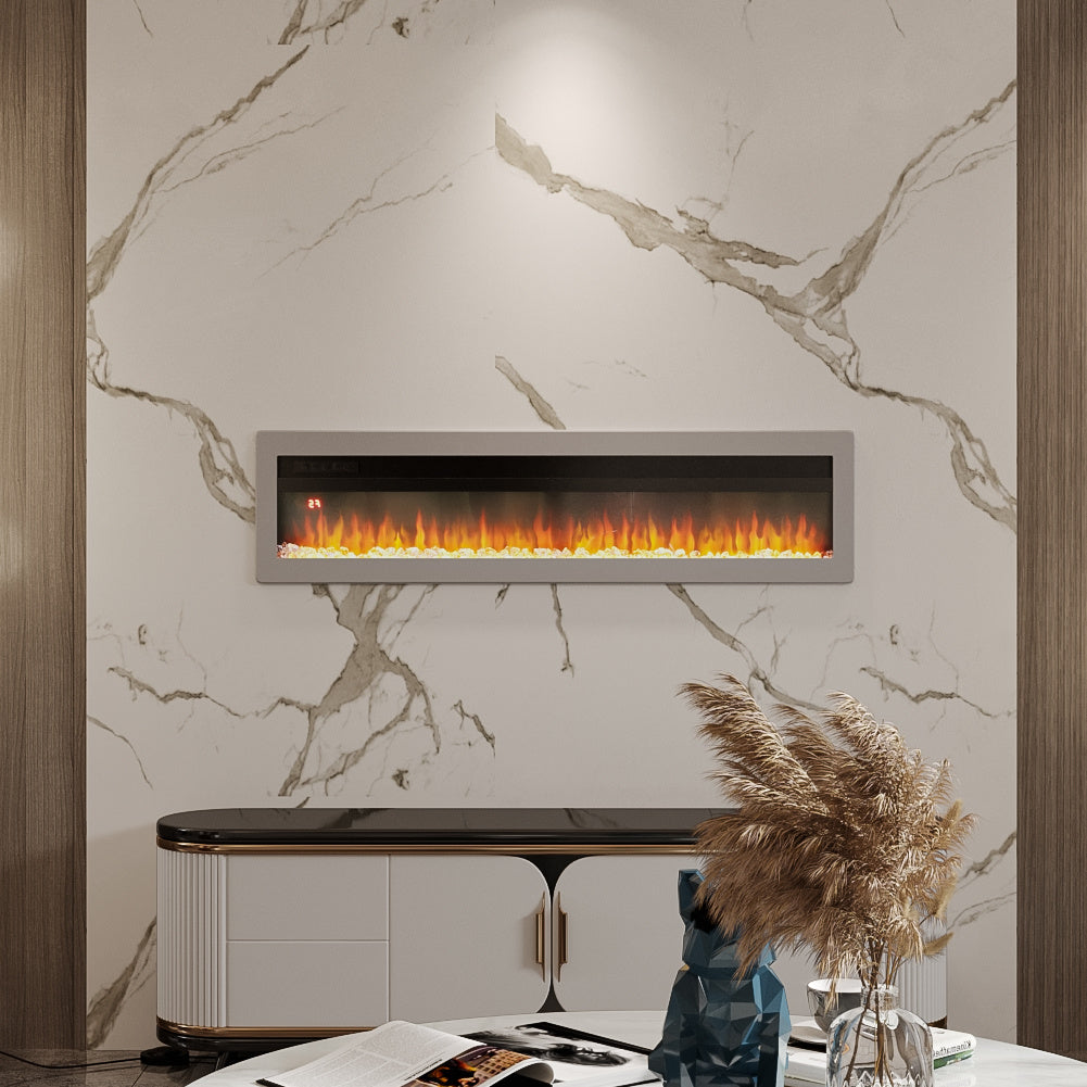 50 Inch Electric Fireplace with Adjustable Flames Wall Mounted or Freestanding