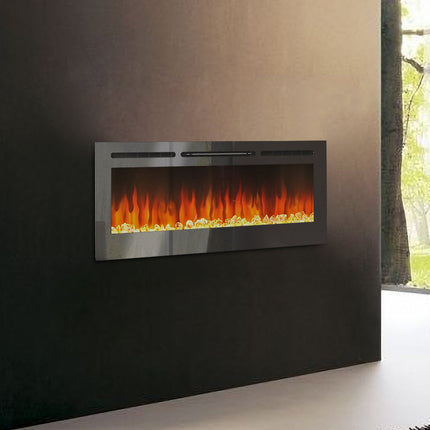 40 Inch Linear Electric Fireplace Recessed in Black 5120BTU