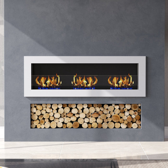47-inch bio-ethanol fireplace installed on the wall with movable flames