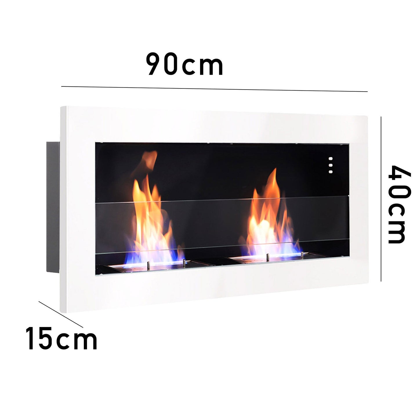 35 Inch Wall Mounted Stainless Steel Recessed Ethanol Fireplace