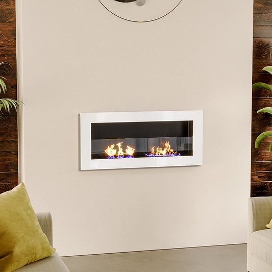 35 Inch Recessed/Wall Mounted Stainless Steel Ethanol Fireplace