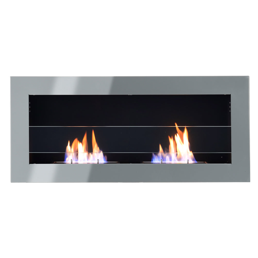 35 Inch Wall Mounted Stainless Steel Recessed Ethanol Fireplace